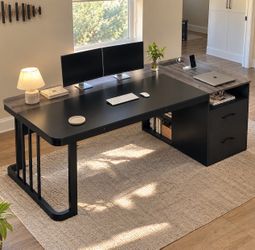 Large Computer Desk with Storage Drawers and Shelf New in Box