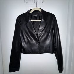 Faux Leather Cropped Blazer Size S