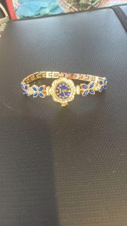 New Women reloj piedras cubanas ice azul turquesa y white $25