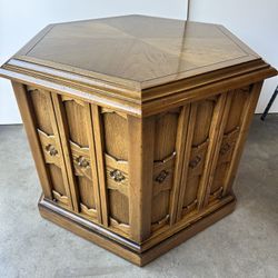 Vintage Drexel Solid Wood Esperanto Hexagon 26" Cabinet Side End Table