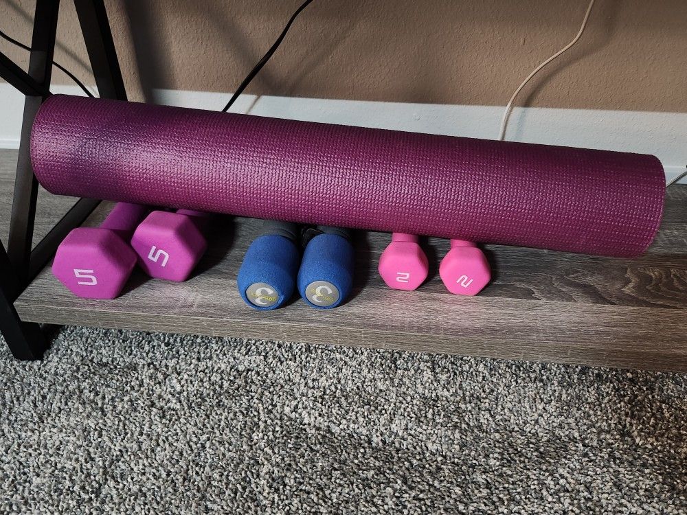 Weights And Yoga Mat