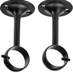 Set of 2 black ceiling curtain rod brackets (46)