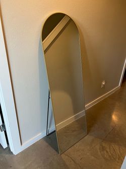 Arched Full-Length Floor Mirror, Gold Frame with Stand