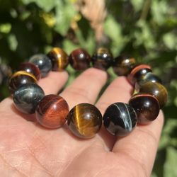 14mm Stretchable Rainbow Tiger Eye Bracelet 