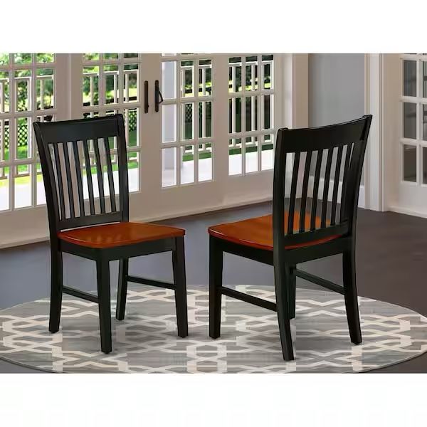 HOME IMPORTS EMPORIUM Black and Cherry Wooden Seat Slat Back Dining Chair (Set of 2)