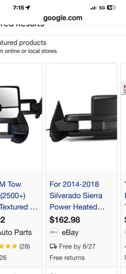 2014 GM sierra Tow Mirrors (2500+)... $402.16 Boost Auto Parts