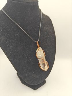 Crystal Quartz Copper Wire Wrapped Pendant Necklace