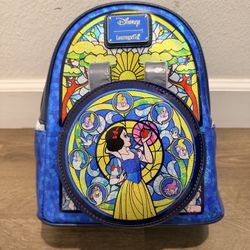 Loungefly Disney Princess Stained Glass Snow White Mini-Backpack In Hand NEW
