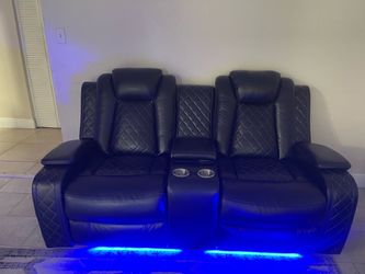 Black leather sectional