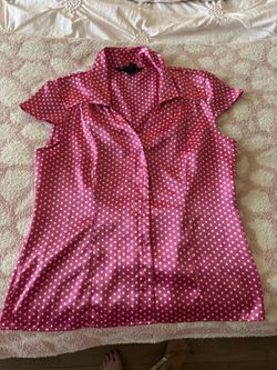 Victoria's Secret  M Pink Satin white Polka Dot top blouse shirt