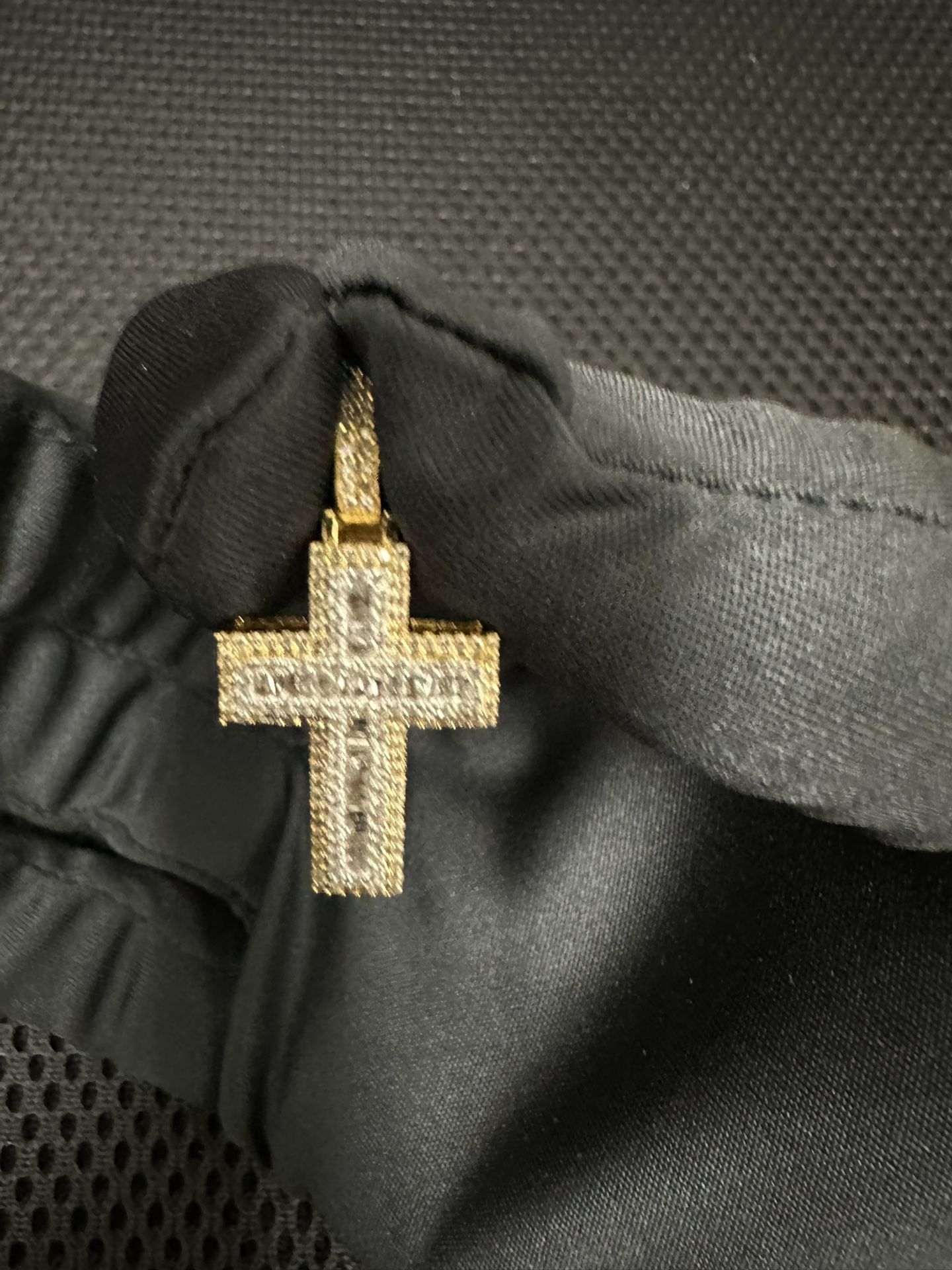 14K Yellow Gold Natural Diamond Cross