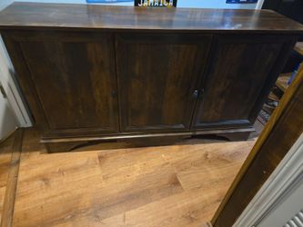 Dark Wood Sideboard Cabinet with Three Doors