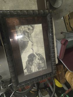 Creation Of Adam Frame Print Wall Decor