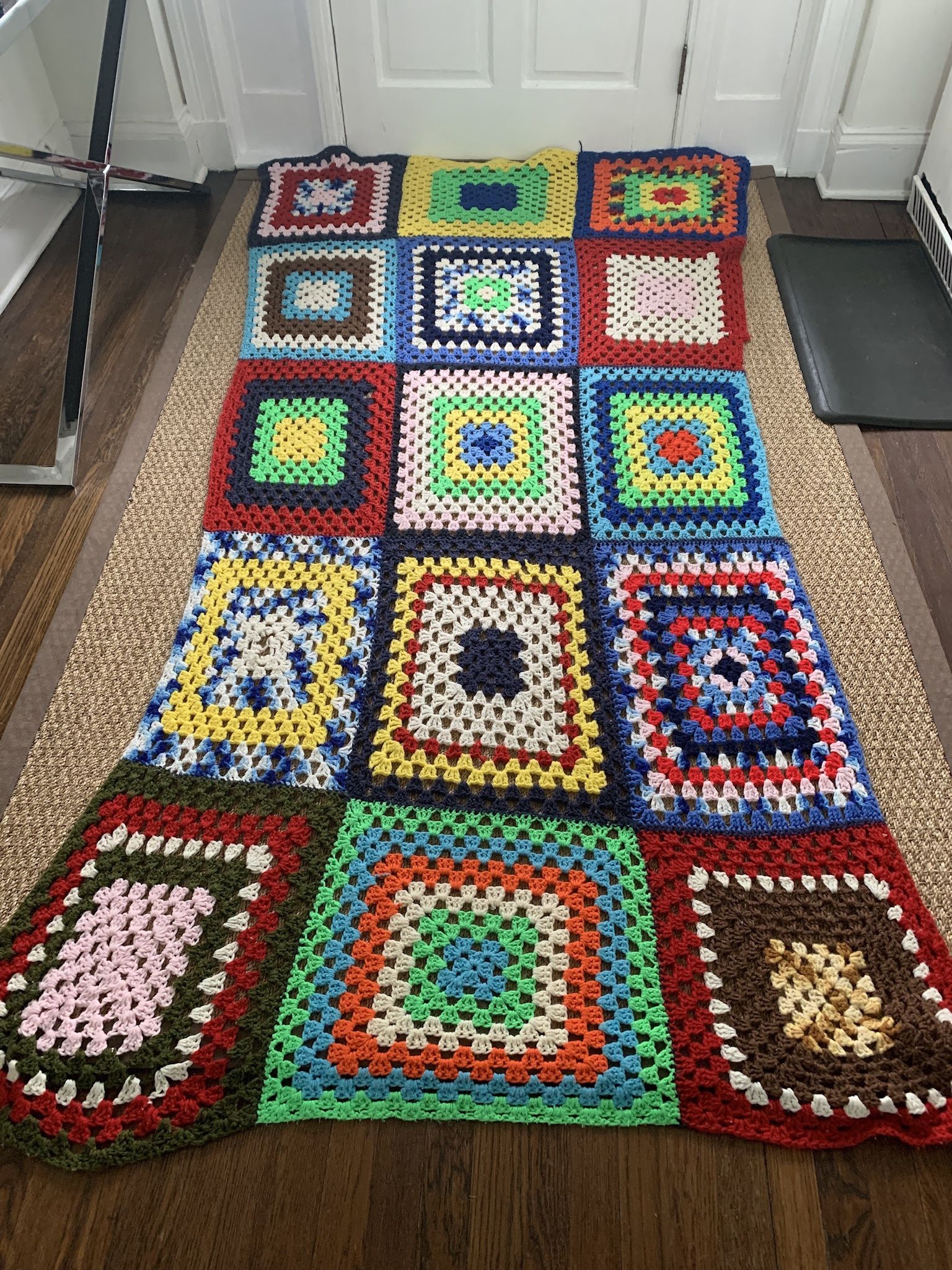 Patchwork Knit Quilt Or Blanket 80 X 52