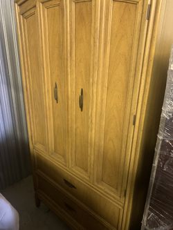 Thomasville Furniture Industries 1965 Armoire Wardrobe And Night Stand