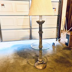 Antique Lamp With Glass Table