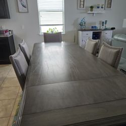 Dining Table With 6 Fabric Chairs