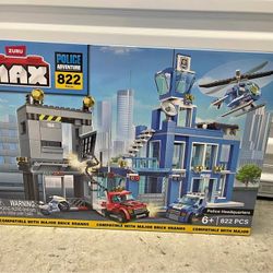 MAX Adventure Police Headquarters Playset (822 Pieces) Building Bricks Toys for Kids 5+ Create Vehic