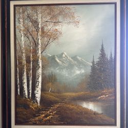 Framed Original Mountain Painting 