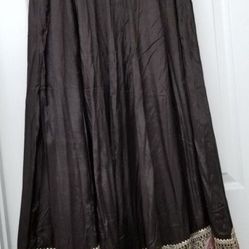 Brown Sequin Hem Boho Skirt S
