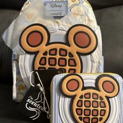 Mickey Mouse Waffle Backpack And Wallet 