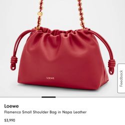 Loewe Flamenco Small Shoulder Bag in Napa Leather, BURNT RED, Brand New 