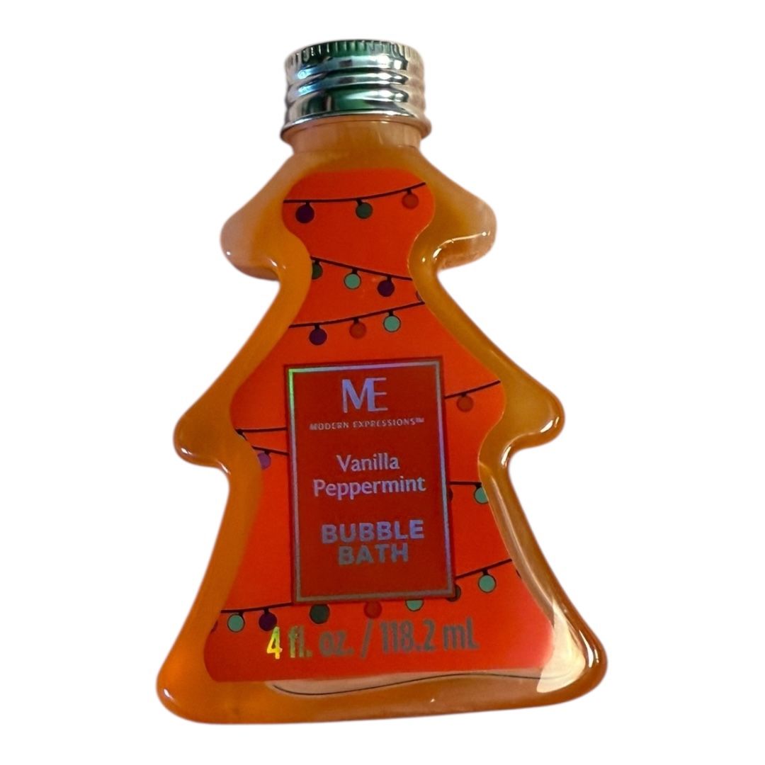 Modern Expressions Vanilla Peppermint Bubble Bath – 4 fl oz Christmas Tree Bottle