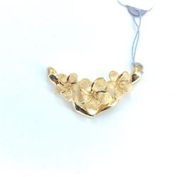 14Kt Yellow Gold Hawaiian Plumeria Flowers Satin Finish Pendant 4.70g 209212/13