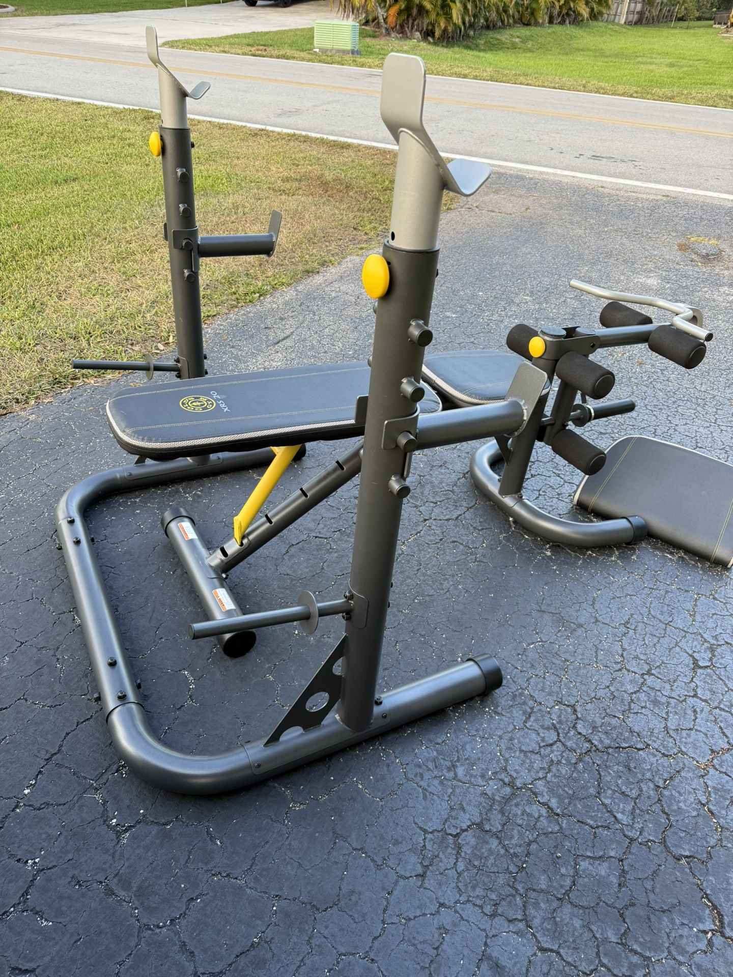 Olympic Workout Bench With Extras And Squat Rack- Like New