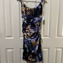 Suzi Chin for Maggy Boutique Dress Size 8 in Purple/Navy/Multi Floral