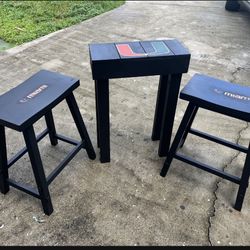 Custom Black Miami Hurricanes3pc Bar Table &  Barstools