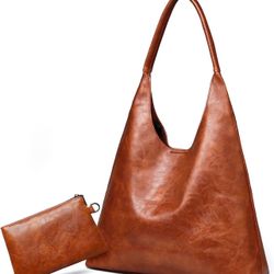 Hobo Bags for Women Retro Vegan Leather Womens Slouchy Large Tote Bag Shoulder Purses Handbag