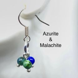 Azurite & Malachite Genuine Stone Handmade Earrings