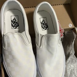 White Checkered Vans Size 9w 