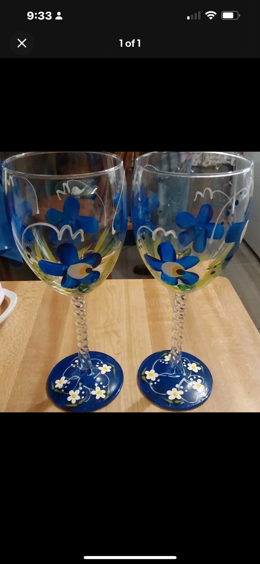 Hand Painted Wine Glasses Set Of Two 