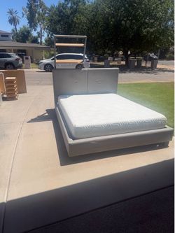 Queen size bed frame, and foam mattress