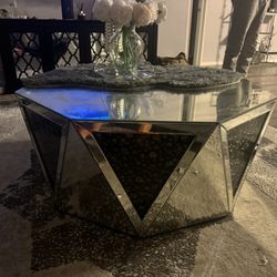 Free Mirrored Glass Coffee Table 