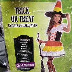 Girls Candy Corn Trick Or Treat Witch , Size 8-10