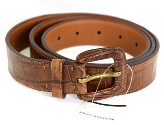 Ralph Lauren Welington Alligator Leather Belt Brown Size 38 95 Covered Buckle