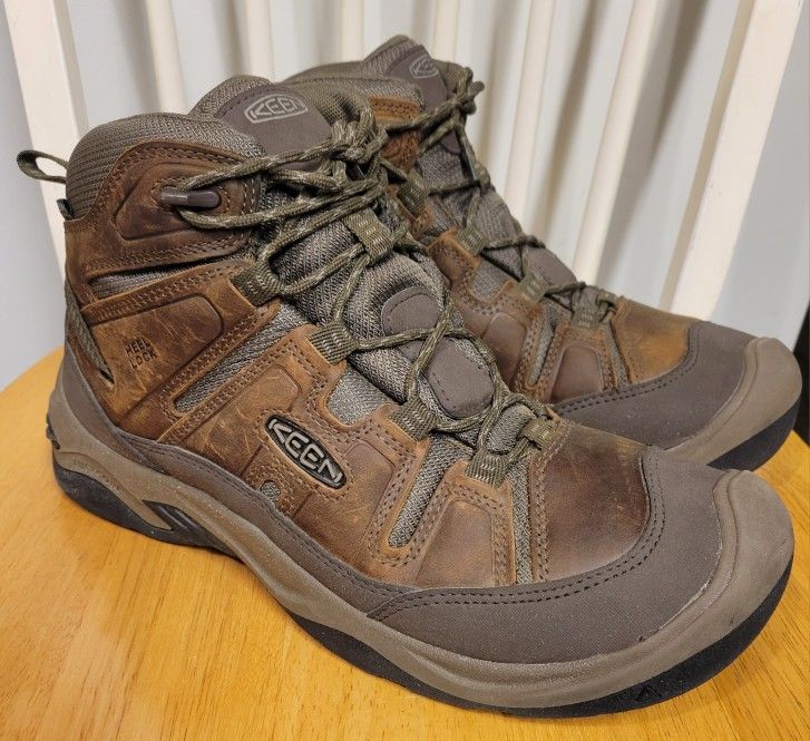 Keen Circadia Mid Waterproof 1026769 Mens Brown Leather Hiking Boots Sz 11.5 NEW 