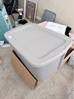 Empty plastic storage box