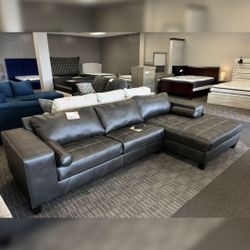 Leather Charcoal Sectional