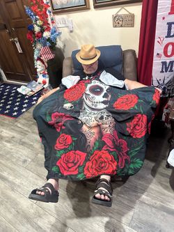 sugar skull vintage salon cape