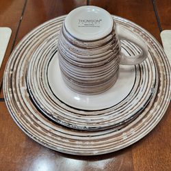 Thomson Pottery Set of Plates and Coffee Cups
