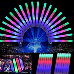 LED Light Up Foam Sticks , Color Changing Glow Party Supplies for Halloween, Raves, Concert, Wedding events