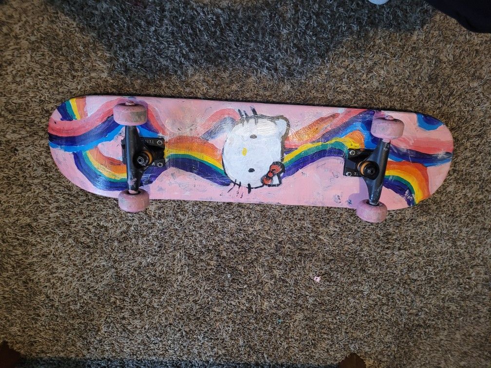 Skate Board Handpainted "Mess IS Me"