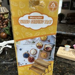 New 3 tier serving trays on metal stands. quality Acacia wood. great for any occasion or daily use. 