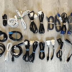 VGA, DVI, HDMI, and DisplayPort Video Cables, + Various Adapter Cables