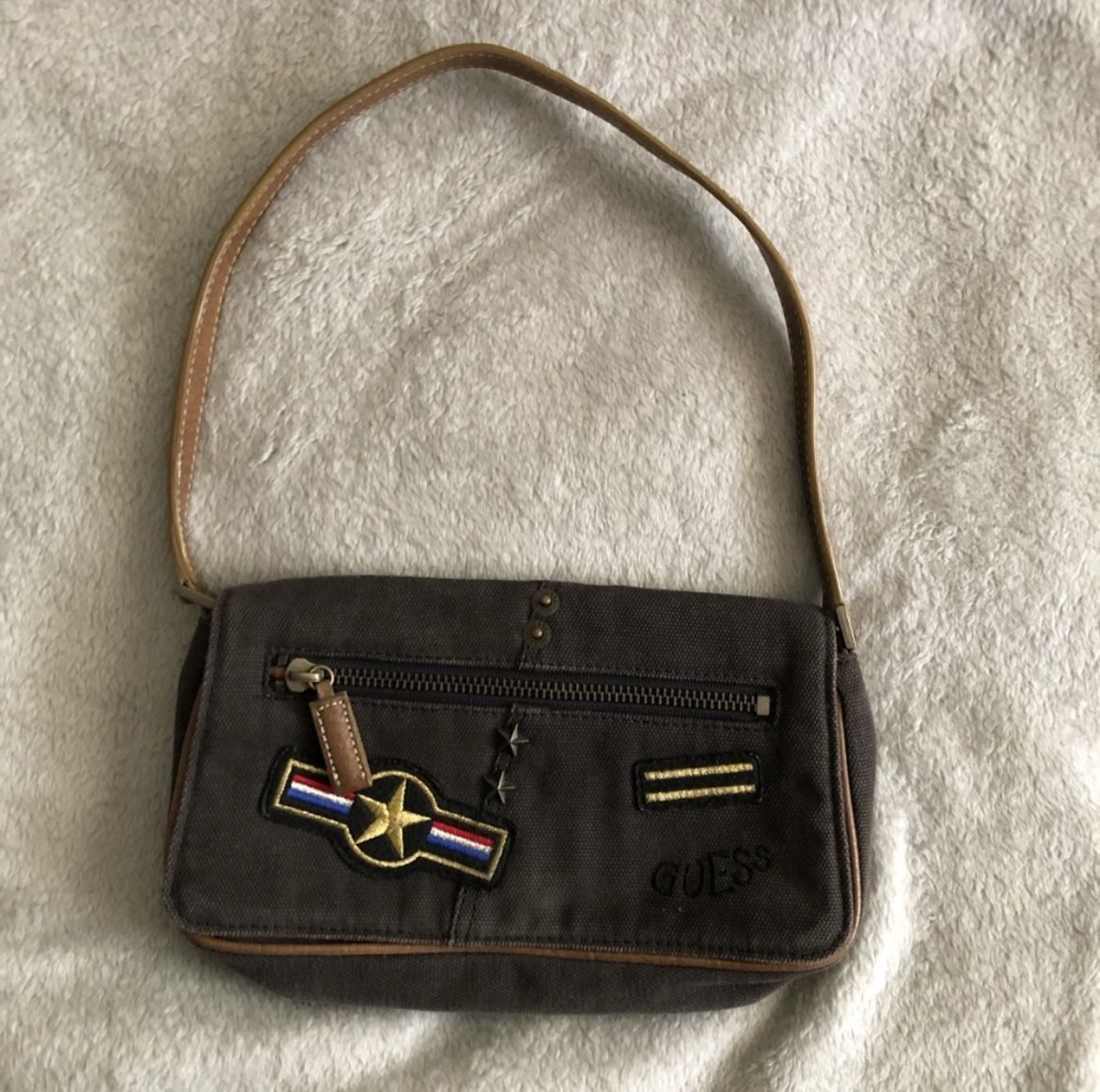 Guess Y2K Military Leopard Cheetah Print Small Mini Shoulder Bag Baguette Purse