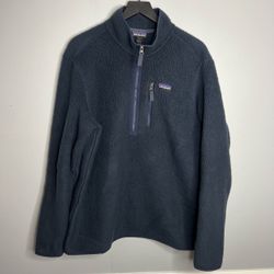 Patagonia Retro Pile Half Zip Pullover Sweater Mens Large Blue STY 22810 FA18